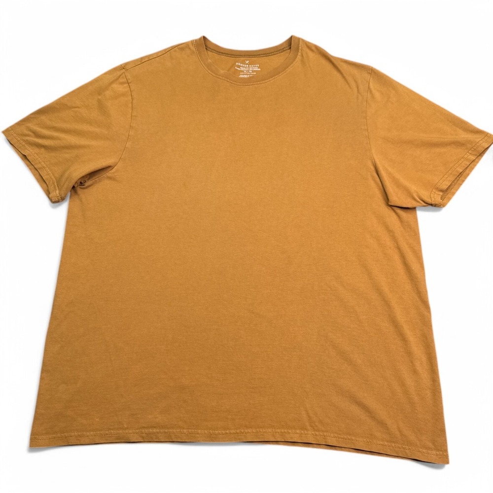 Denver Hayes Tee Shirt Mens Size XL Mustard Yellow Crew Neck Classic Fit